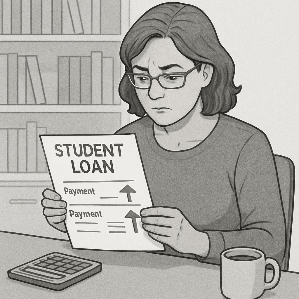 Teacher analyzing student loan SAVE plan payment increases
