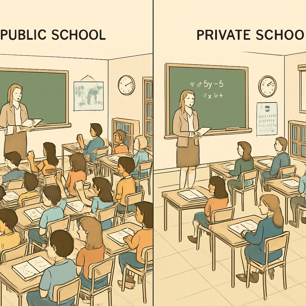 Public vs private school classroom comparison in top districts