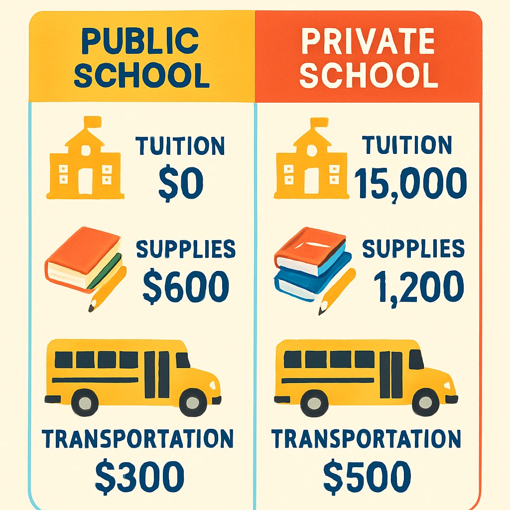 Cost comparison for school choice between public and private options