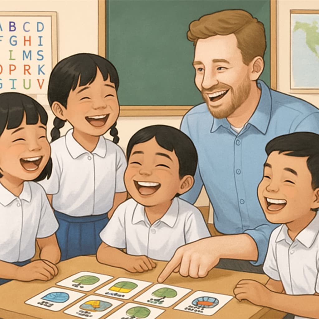 Engaging English learning activity at Thailand summer camp