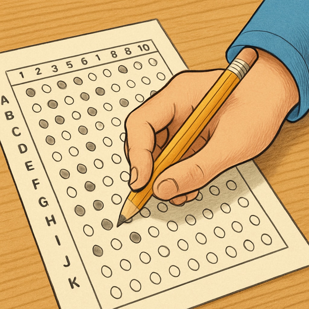 Middle school student taking ACT exam