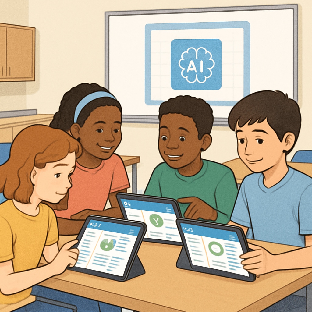 Students using AI productivity application with deep work tracking in classroom