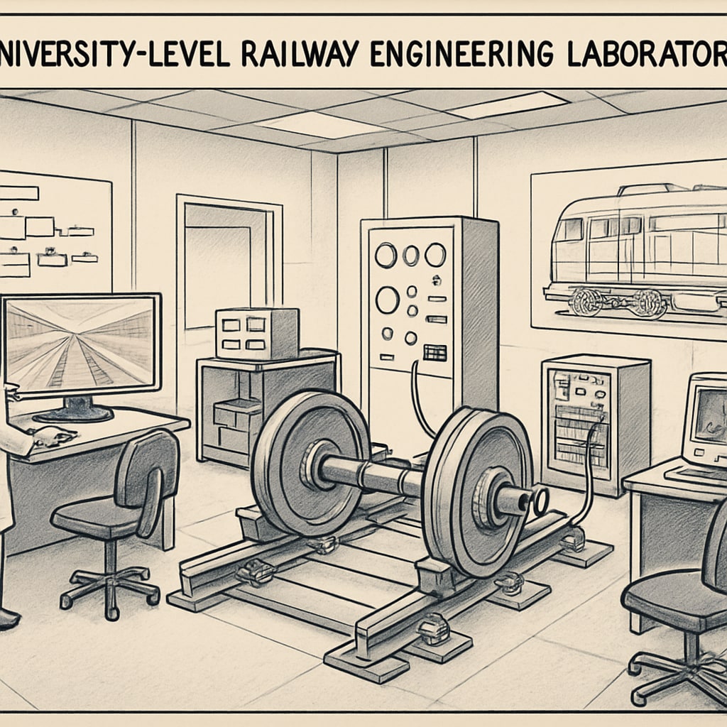 University-level railway engineering lab with advanced simulation equipment Advanced railway engineering education facilities