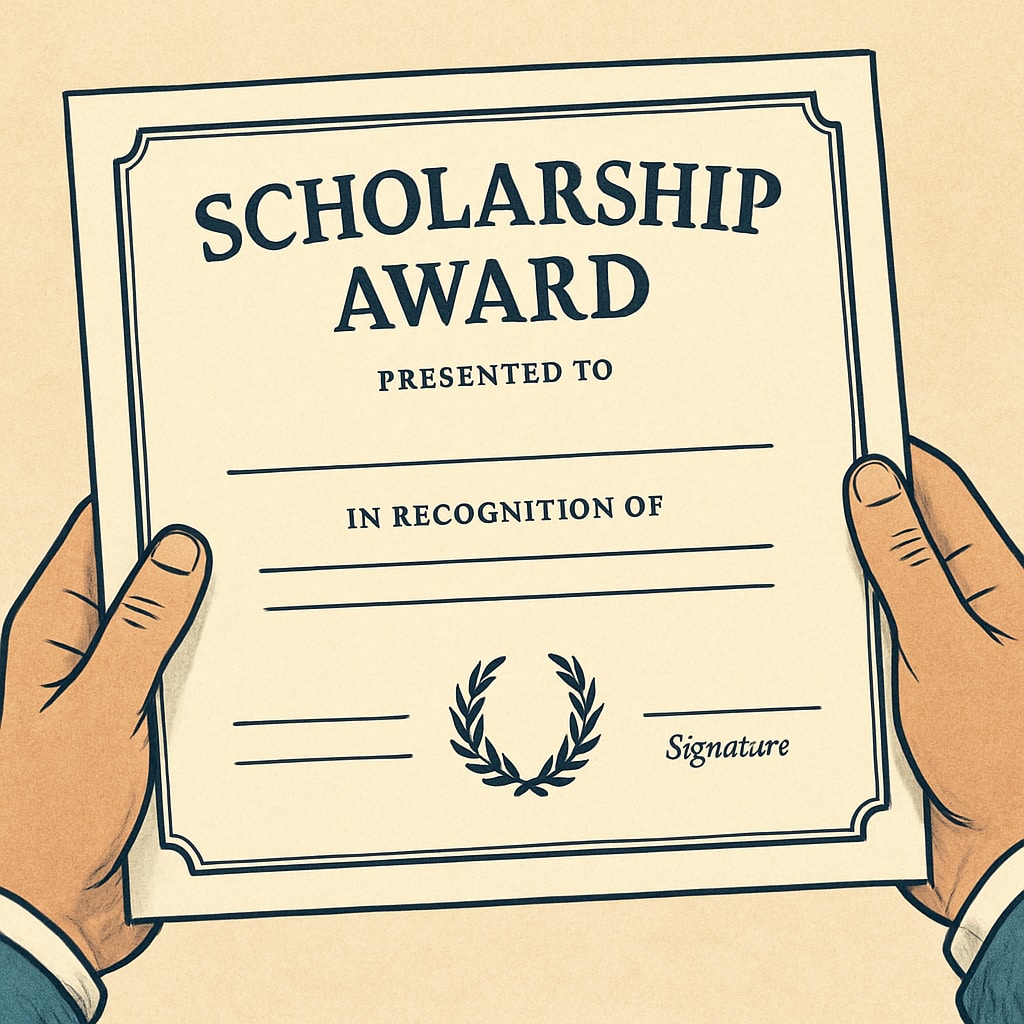 Close-up of hands holding an official scholarship award certificate Scholarship opportunities for asylum-seeking students