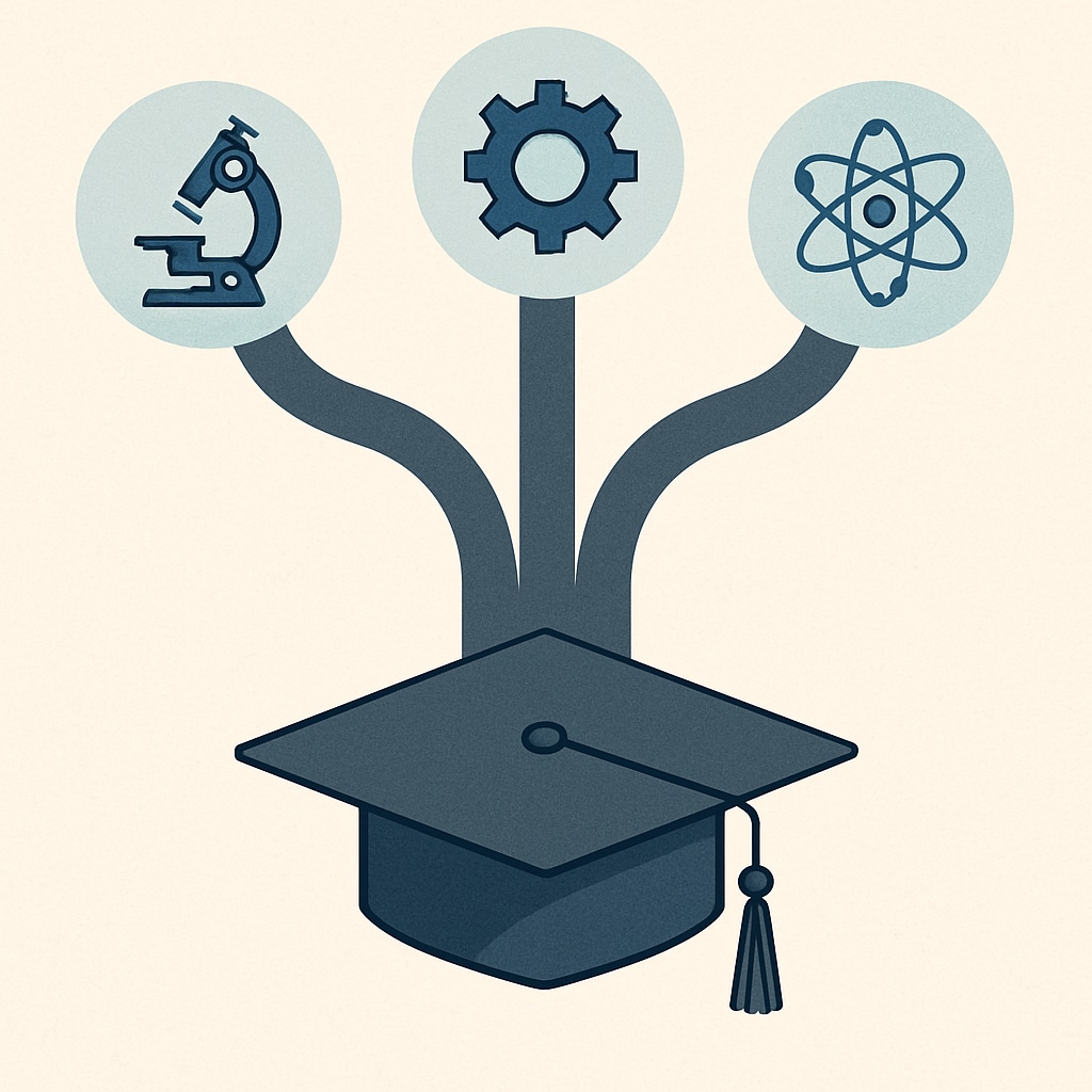 STEM major selection infographic showing computer science, biomedical engineering and medicine options