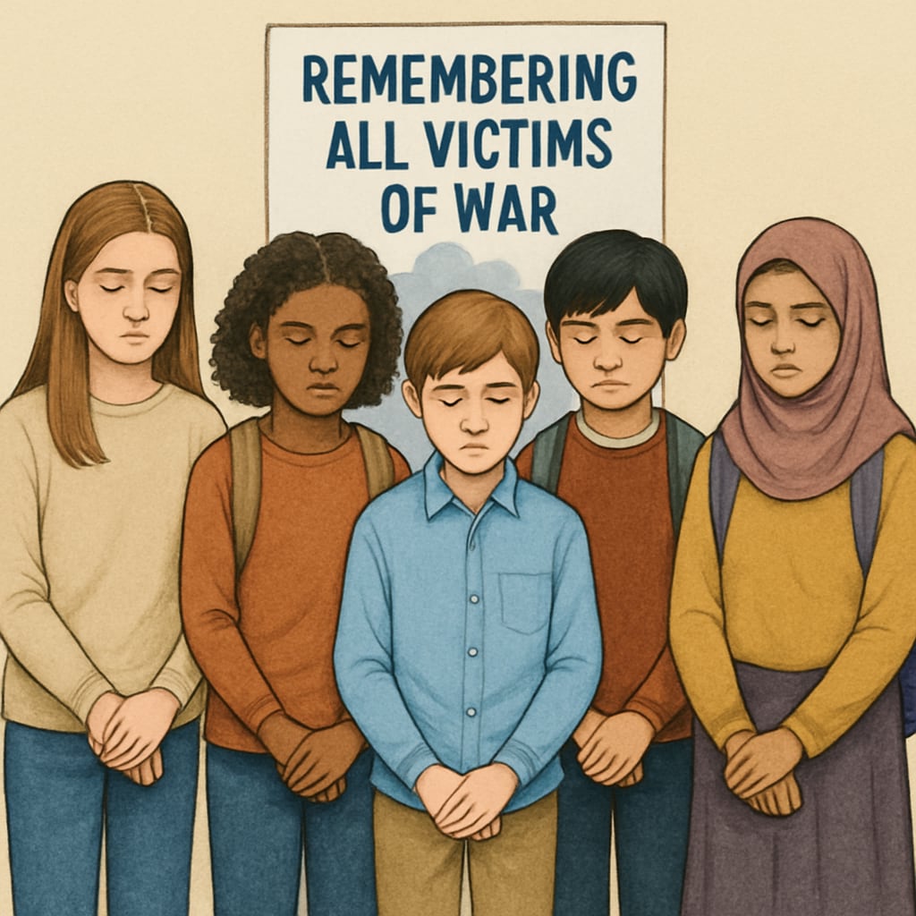 School mourning event for war victims observance