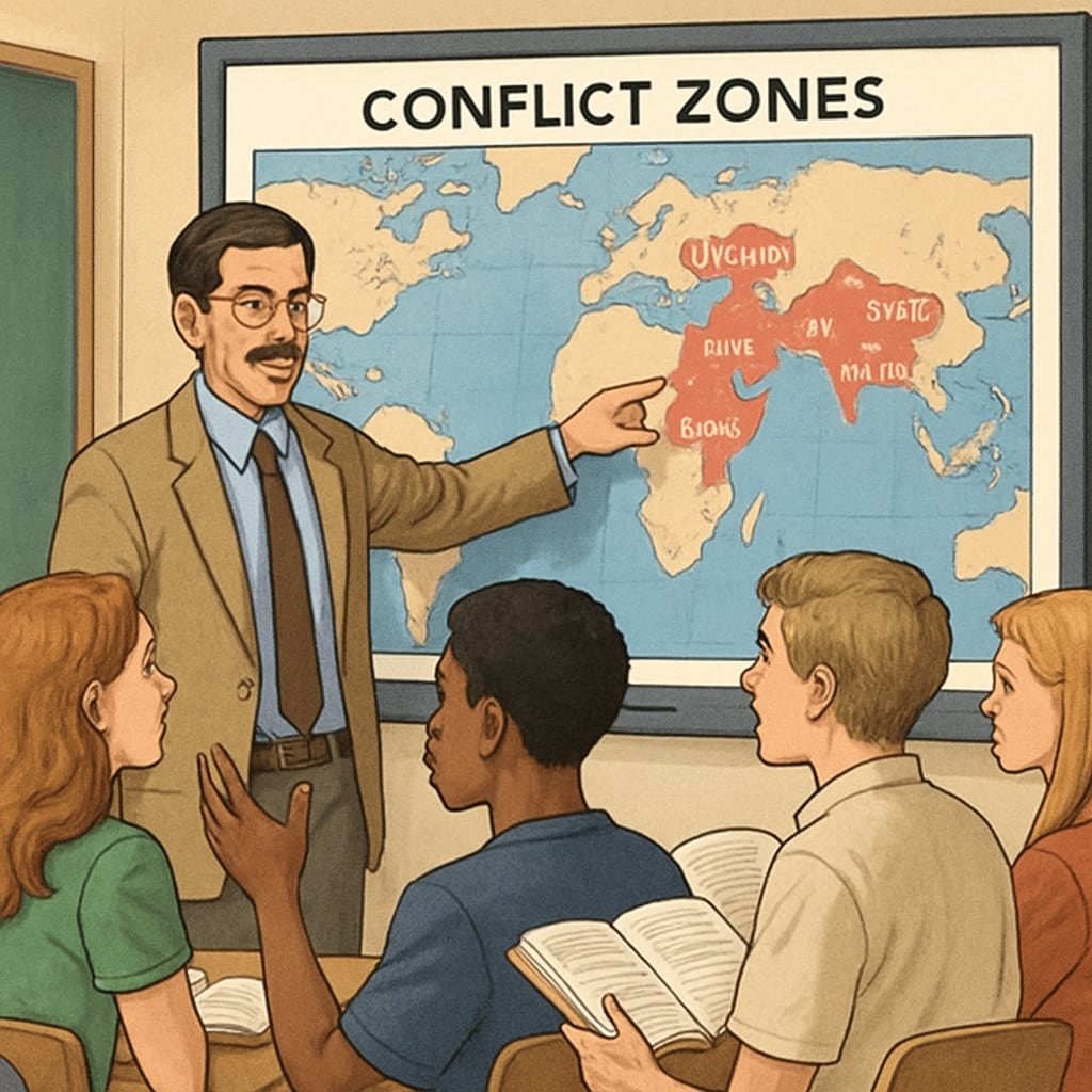 Geography lesson analyzing global conflicts
