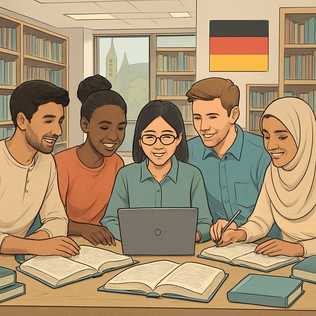 International students collaborating on studies in Germany, overcoming language challenges