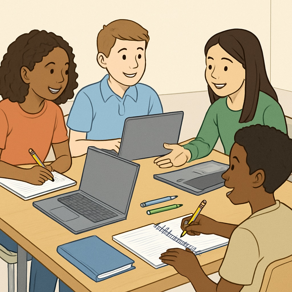 Students practicing lifelong learning principles through group work