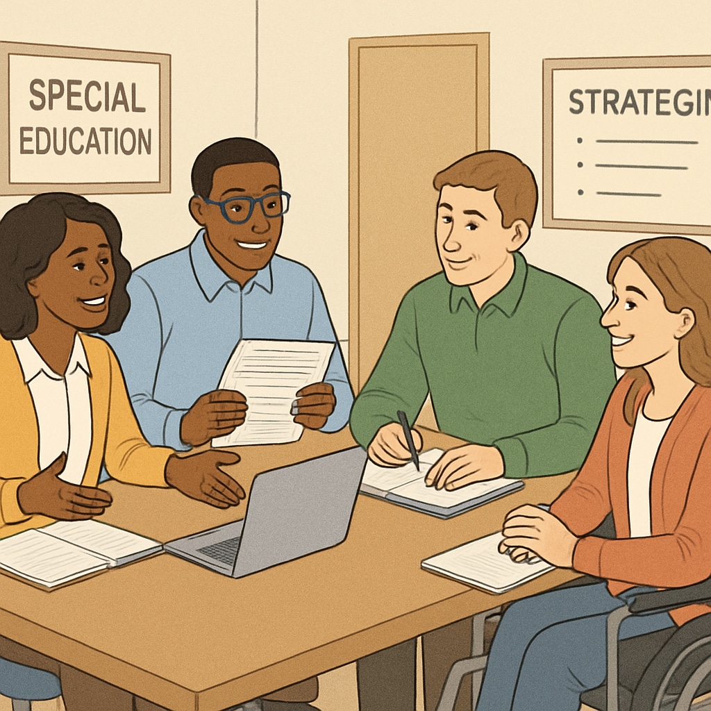 Special education team meeting to discuss student progress
