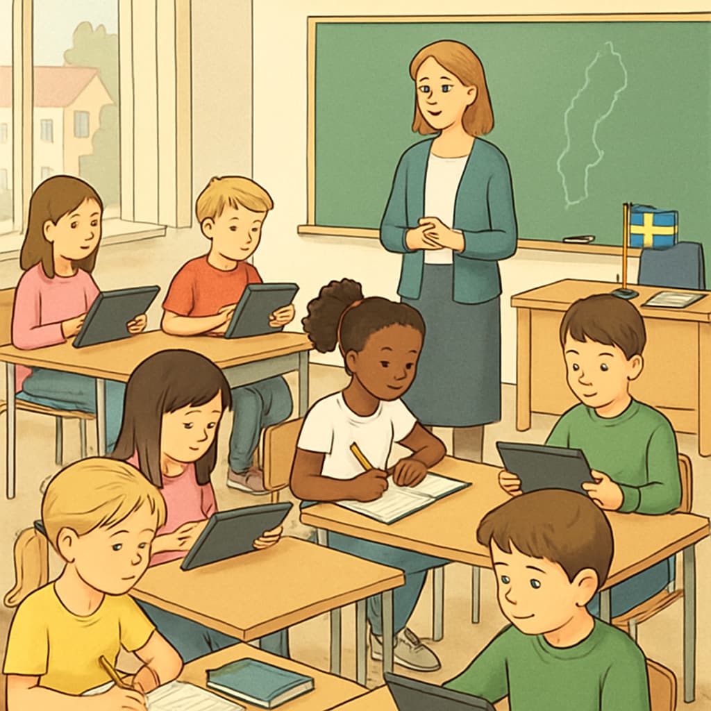 Swedish students experiencing blended digital and traditional teaching methods