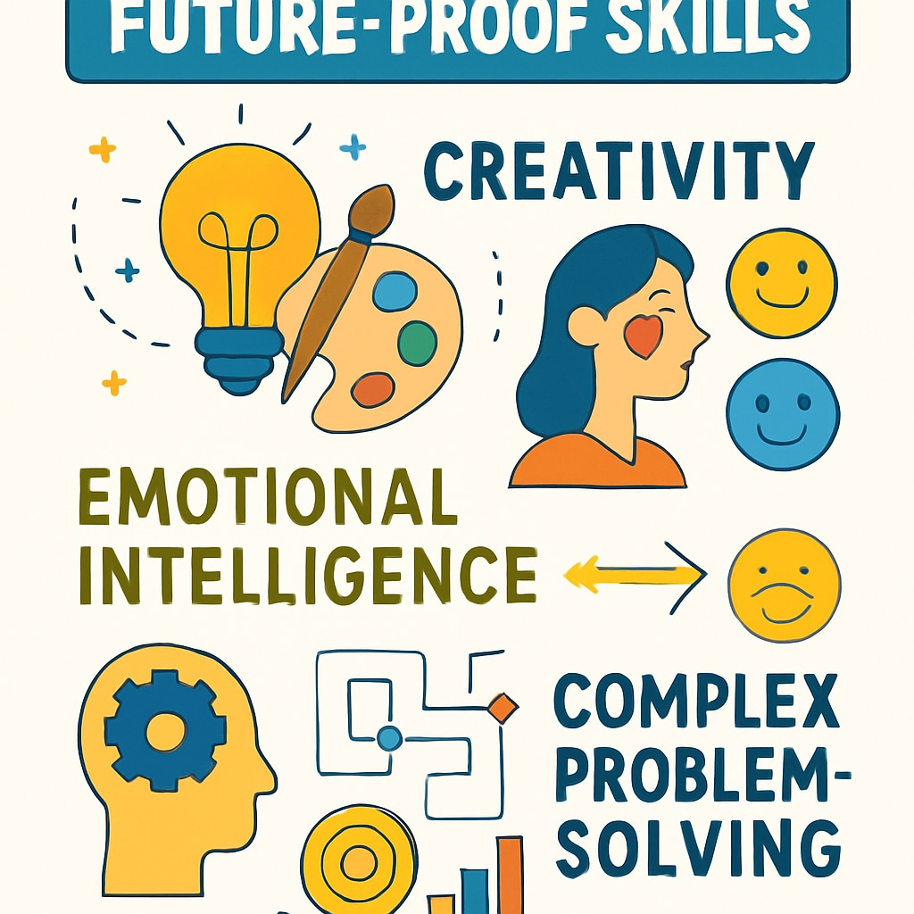 Essential human skills for AI era infographic