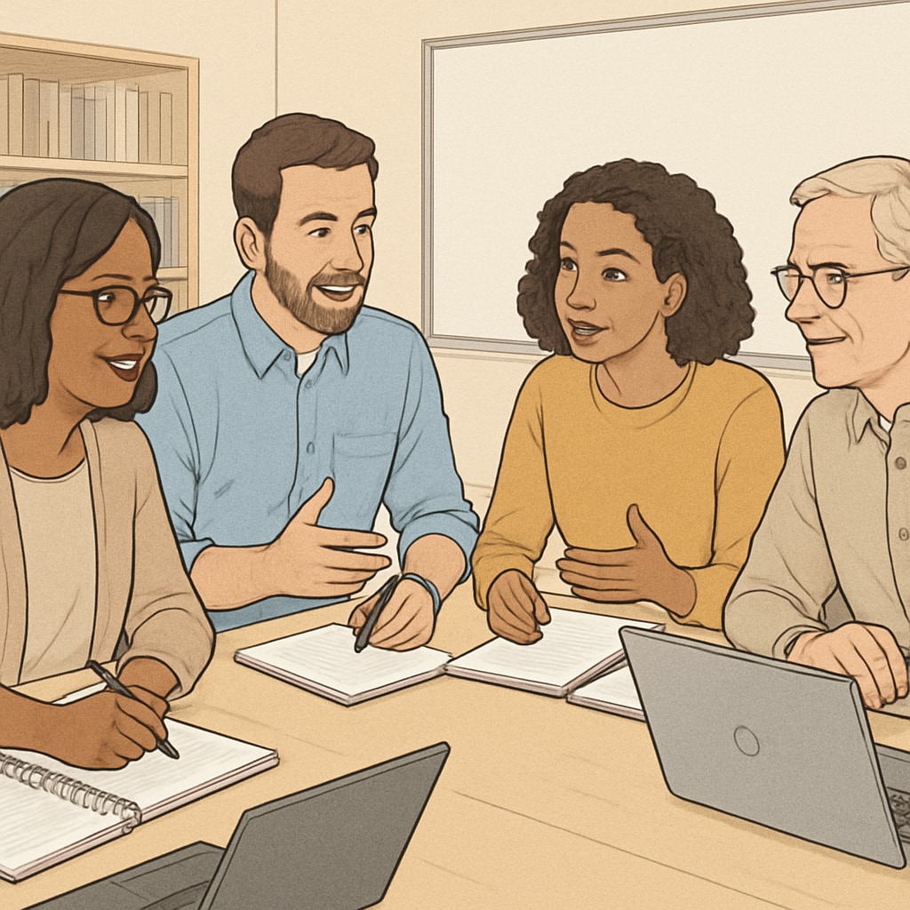 Teachers developing research questions for classroom improvement