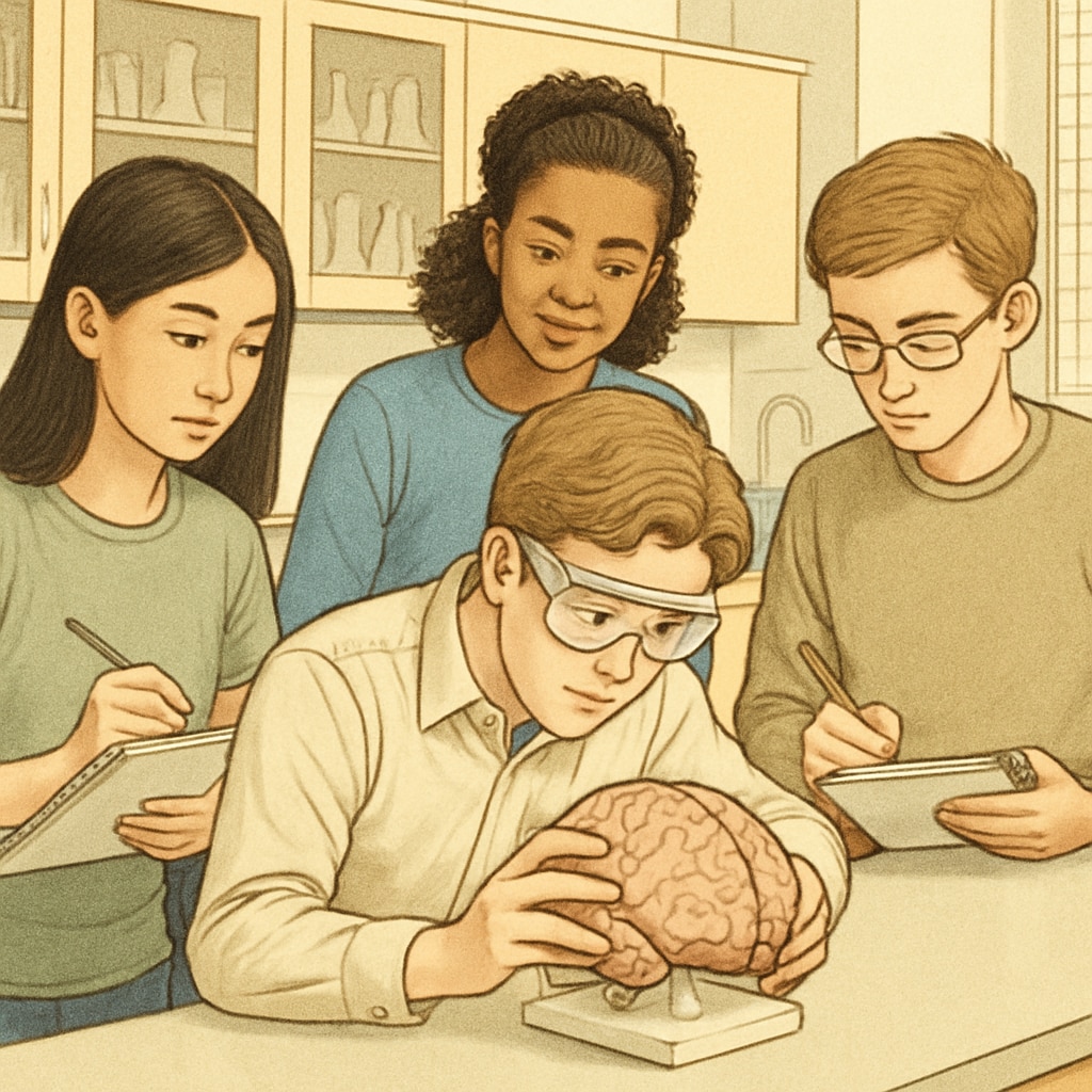 Gifted students exploring neuroscience concepts through hands-on learning