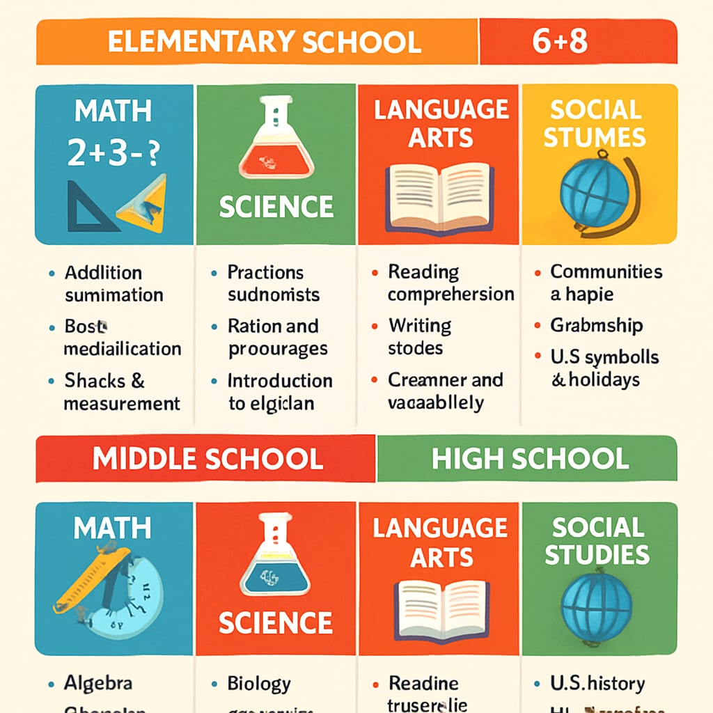 K-12 curriculum grade level infographic for educational resources