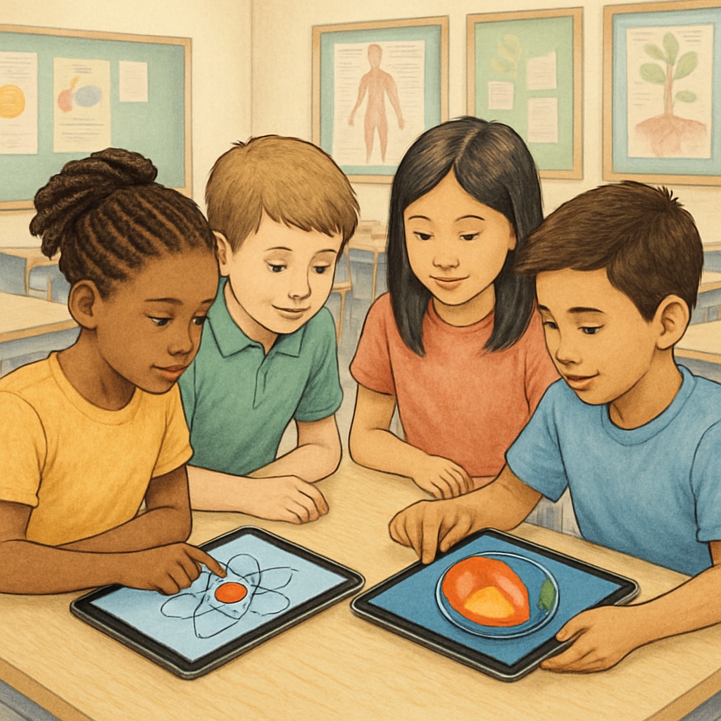 Student aids visual learning tools in classroom