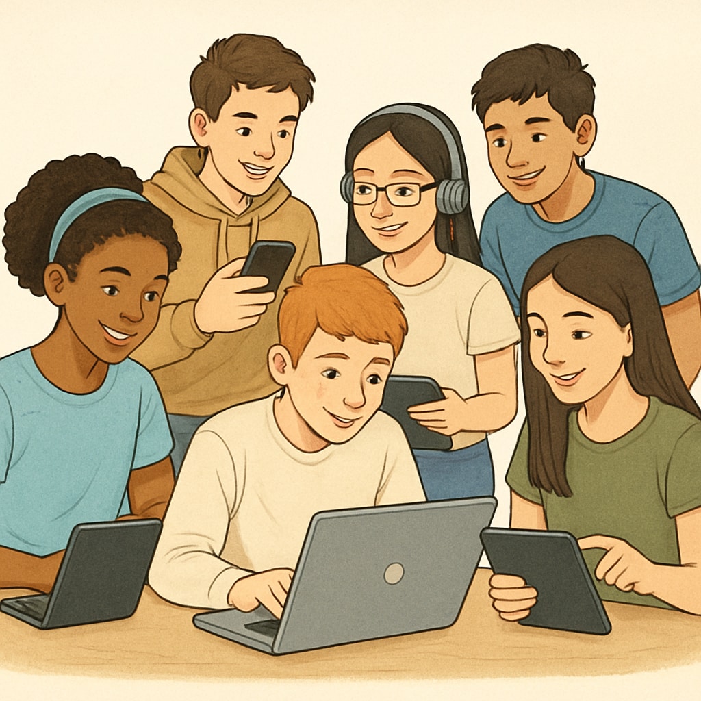 K12 students using online study groups on Discord and WhatsApp