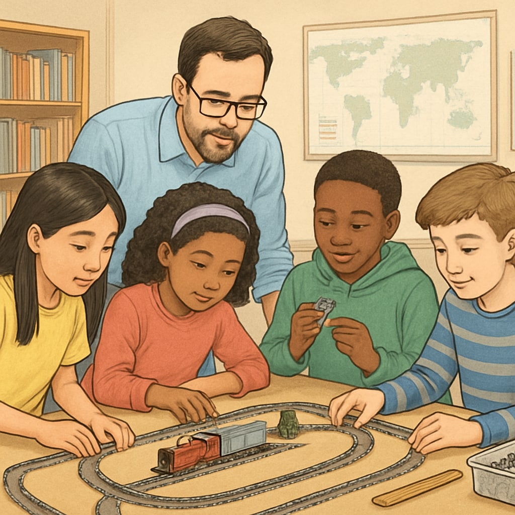 K12 students learning railway engineering concepts through hands-on activity