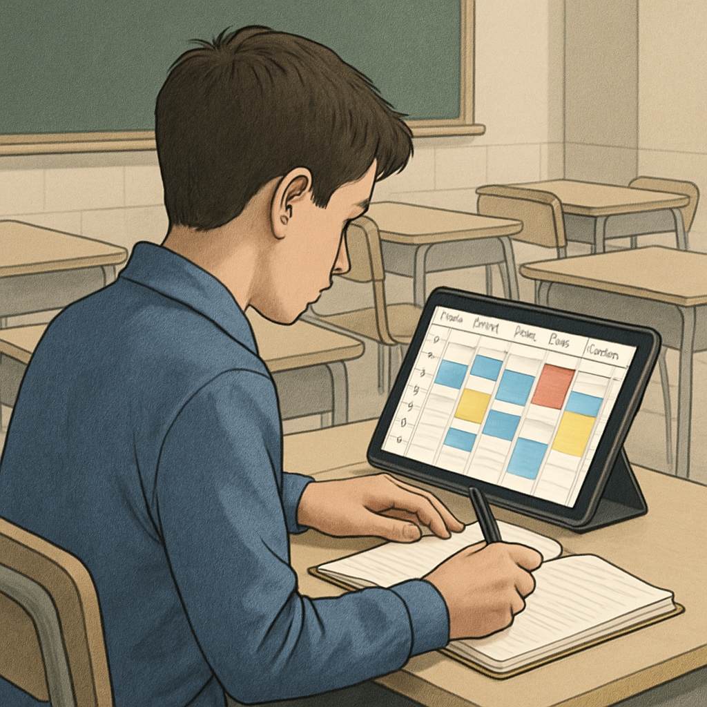 Student using organizational calendar app for time management