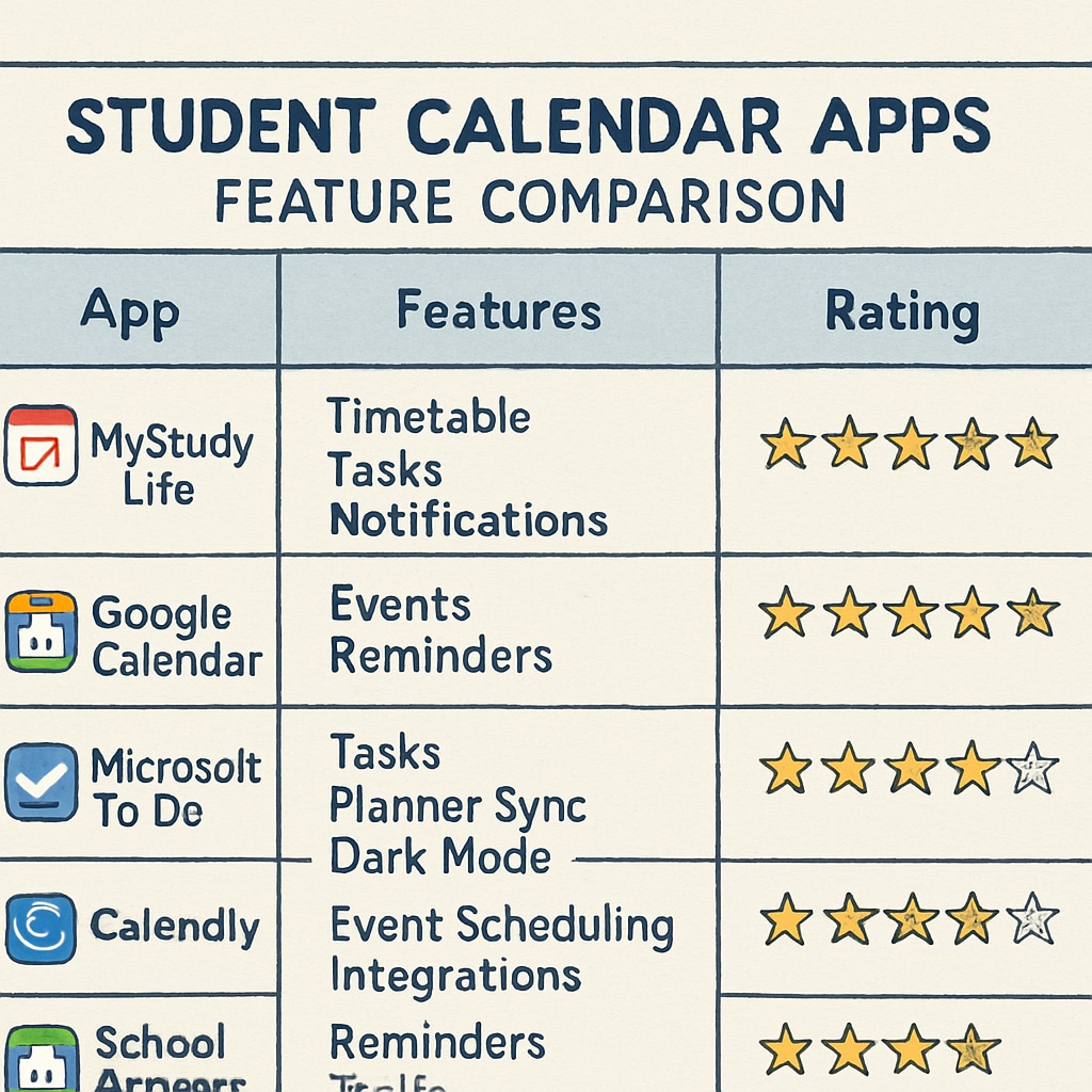 Comparison of free calendar apps with organizational features