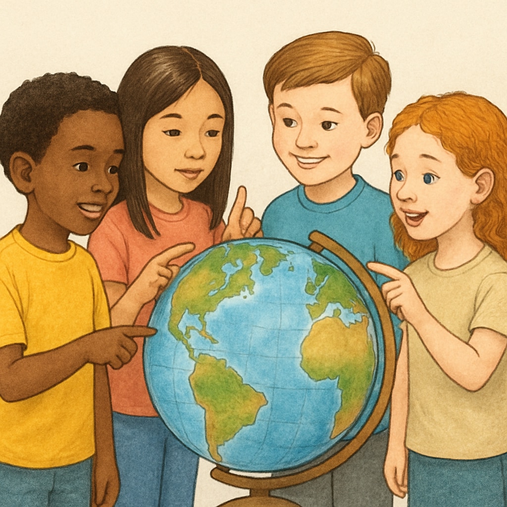 Children learning about world cultures and geography