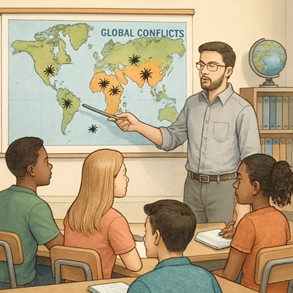 Classroom discussion about sensitive geopolitical topics balancing education and neutrality
