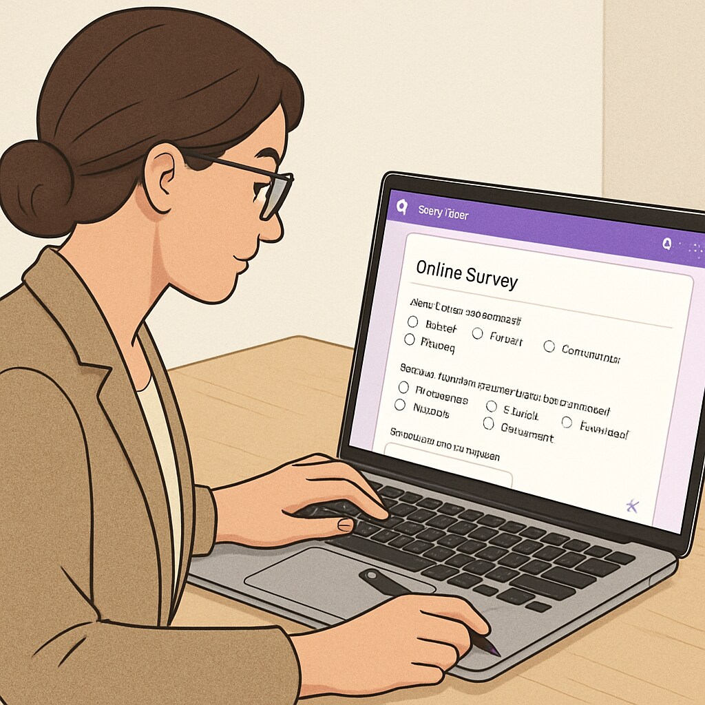 Teacher creating research questionnaire using Google Forms