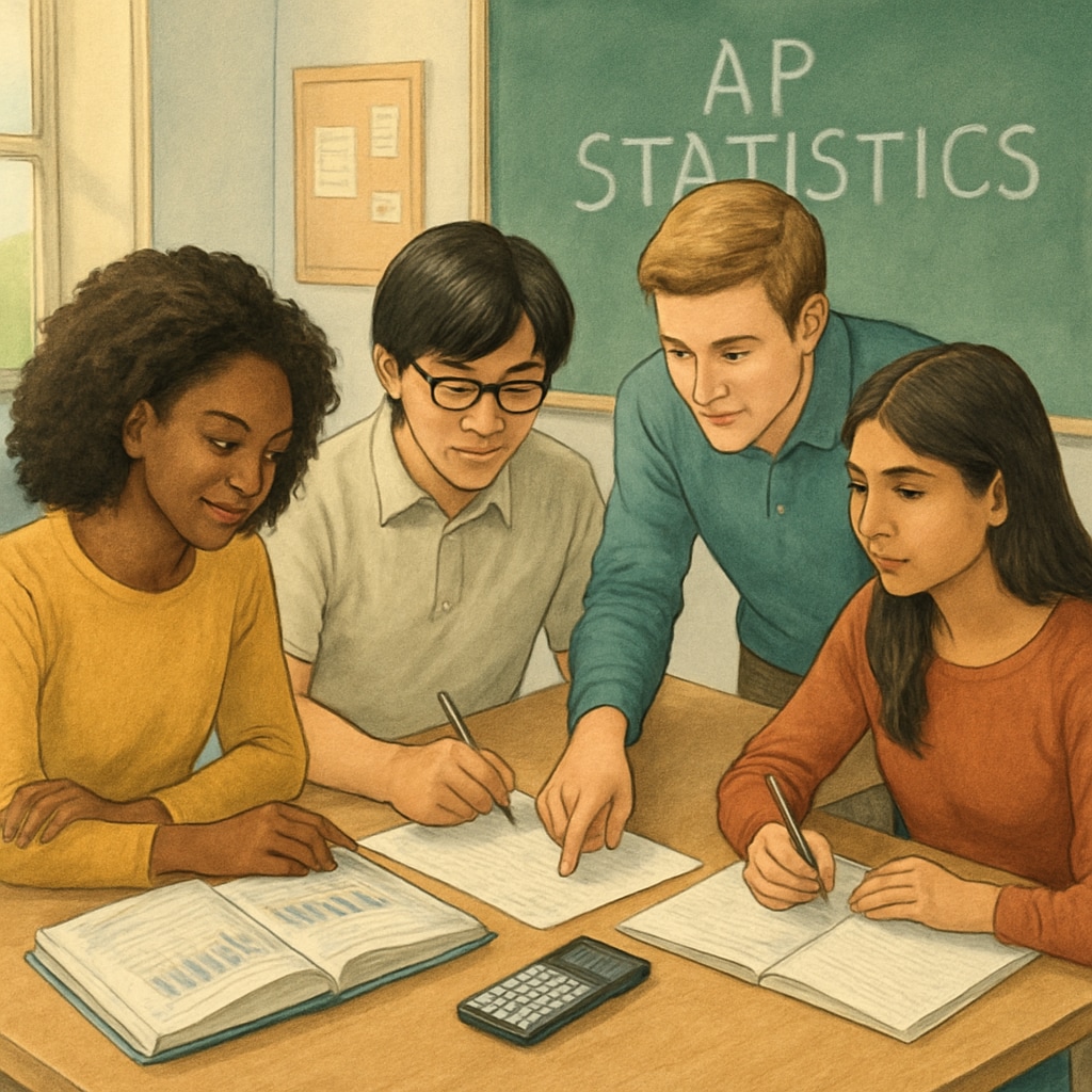Students collaborating on AP Statistics coursework
