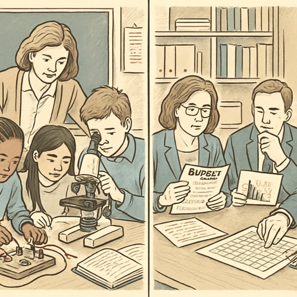 Contrast between classroom reality and administrative priorities