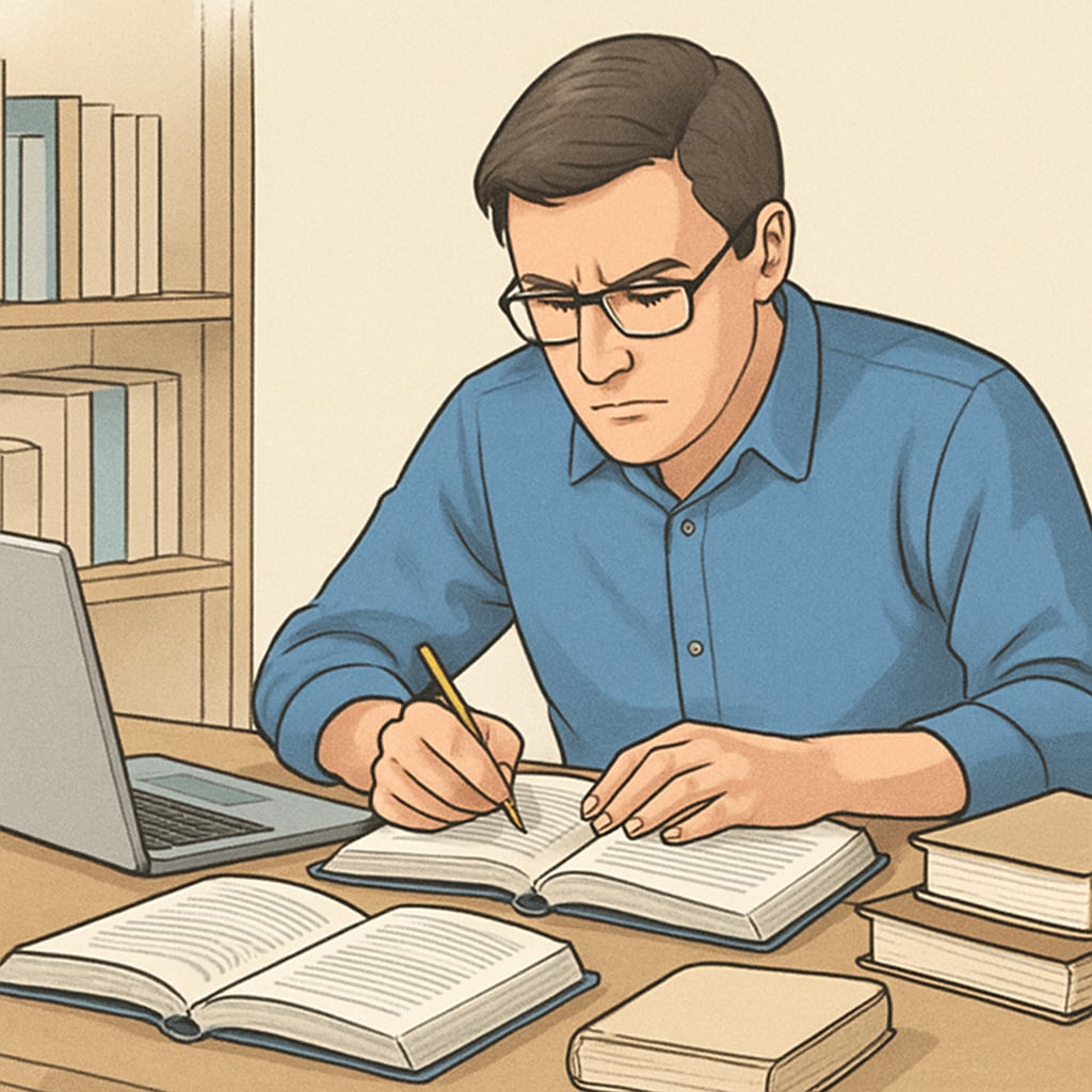 Adult overcoming educational gaps through self-study