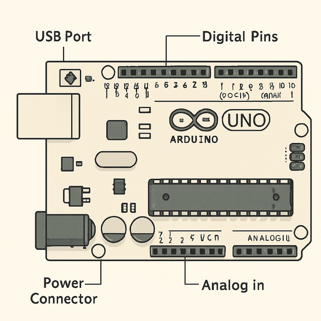Arduino board components for beginner robotics courses