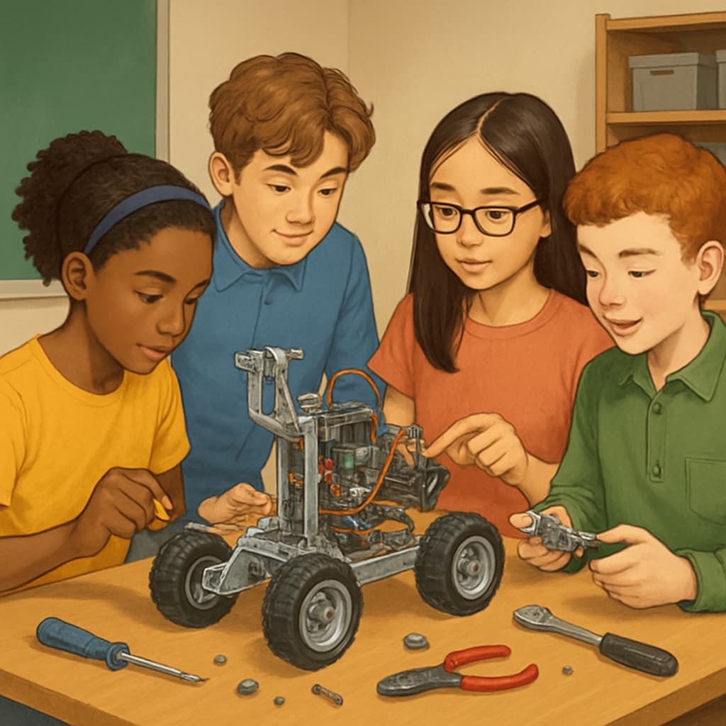 Gifted middle school students engaged in STEM learning activity