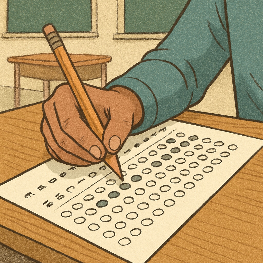 Middle school student taking ACT/SAT practice test