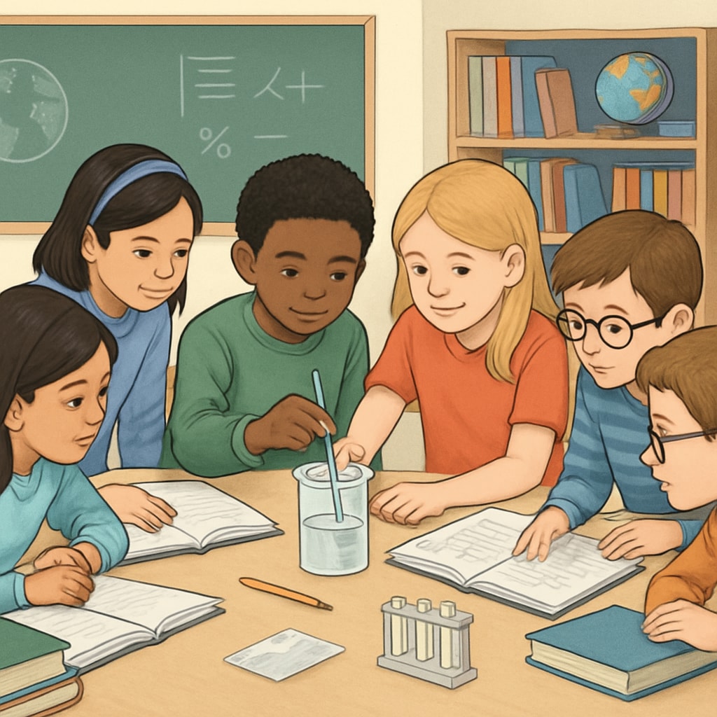 Privileged and economically disadvantaged students learning together in classroom