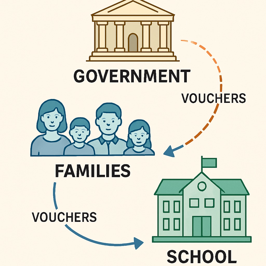 How the education voucher system works - funding flowchart