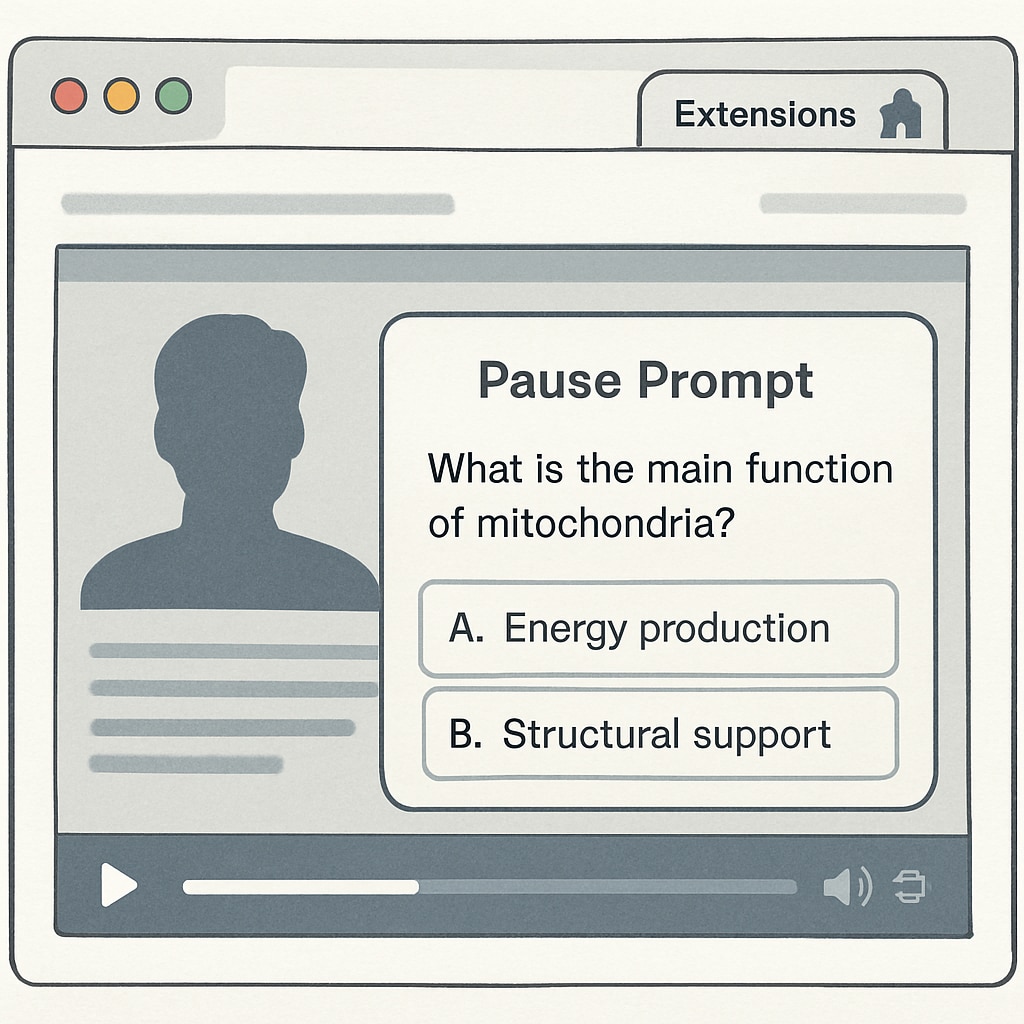 Browser extension learning tool interface for attention retention