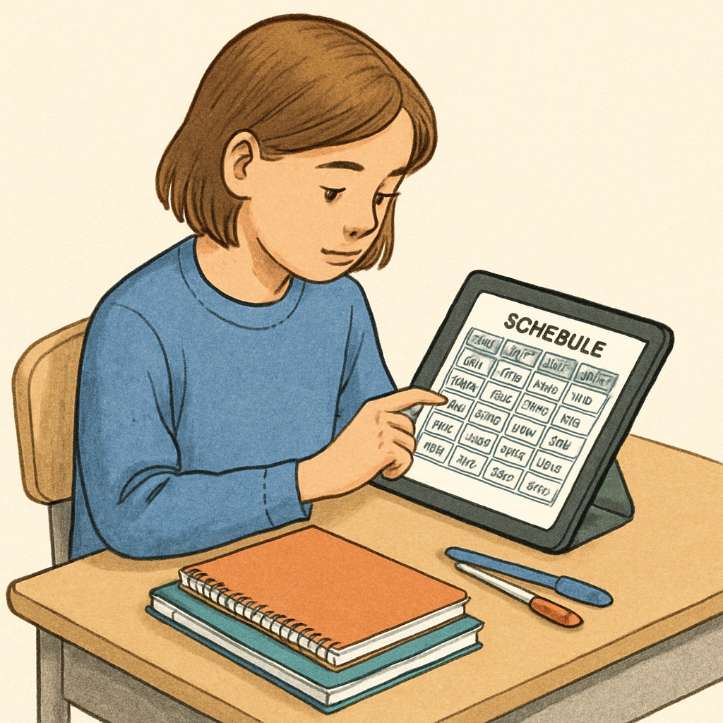 K12 student using free calendar application