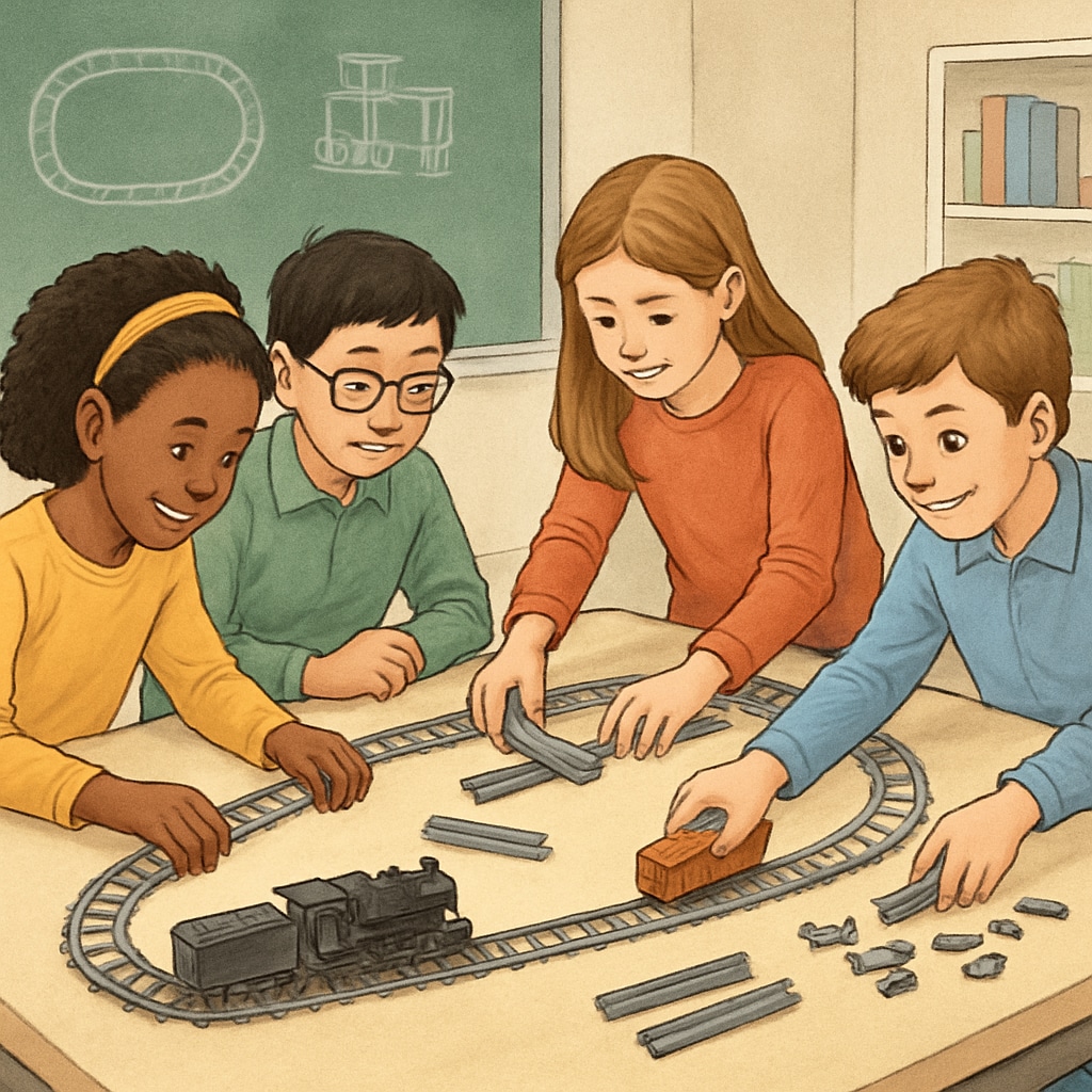 K12 students engaged in transportation industry project with model railways
