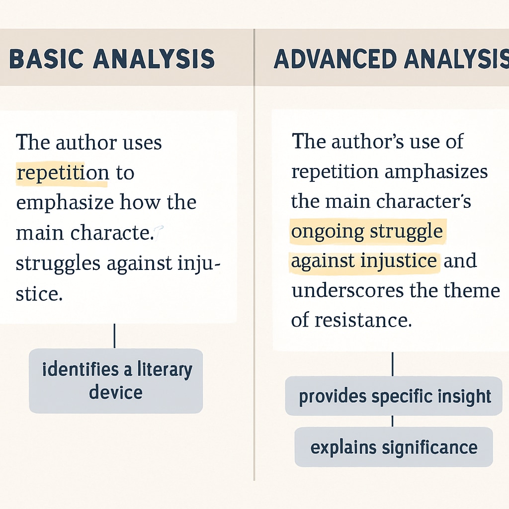 Depth of analysis comparison for academic writing improvement