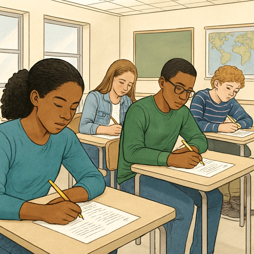High school students demonstrating pandemic-related academic challenges during test