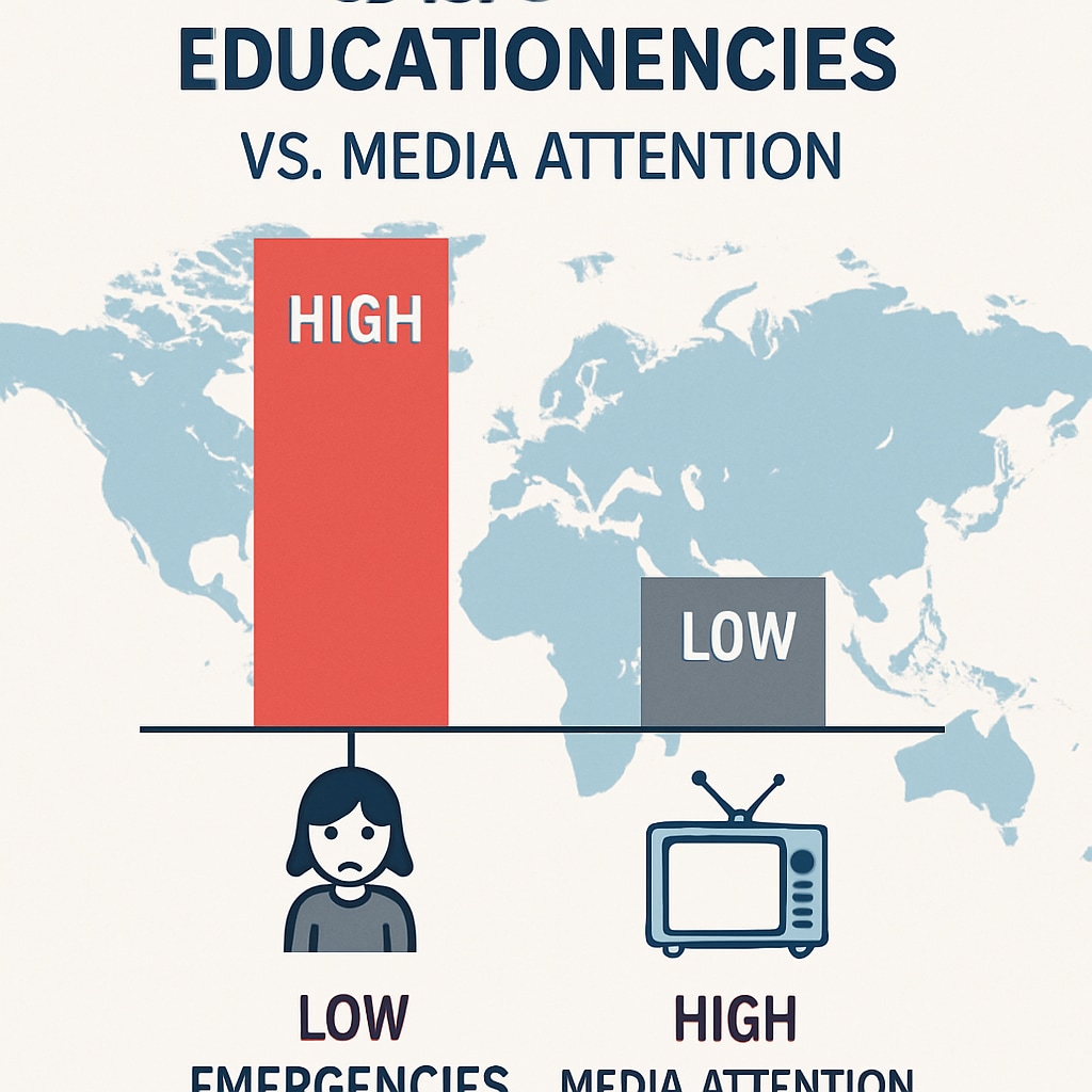 Children's education humanitarian crises worldwide with media coverage comparison