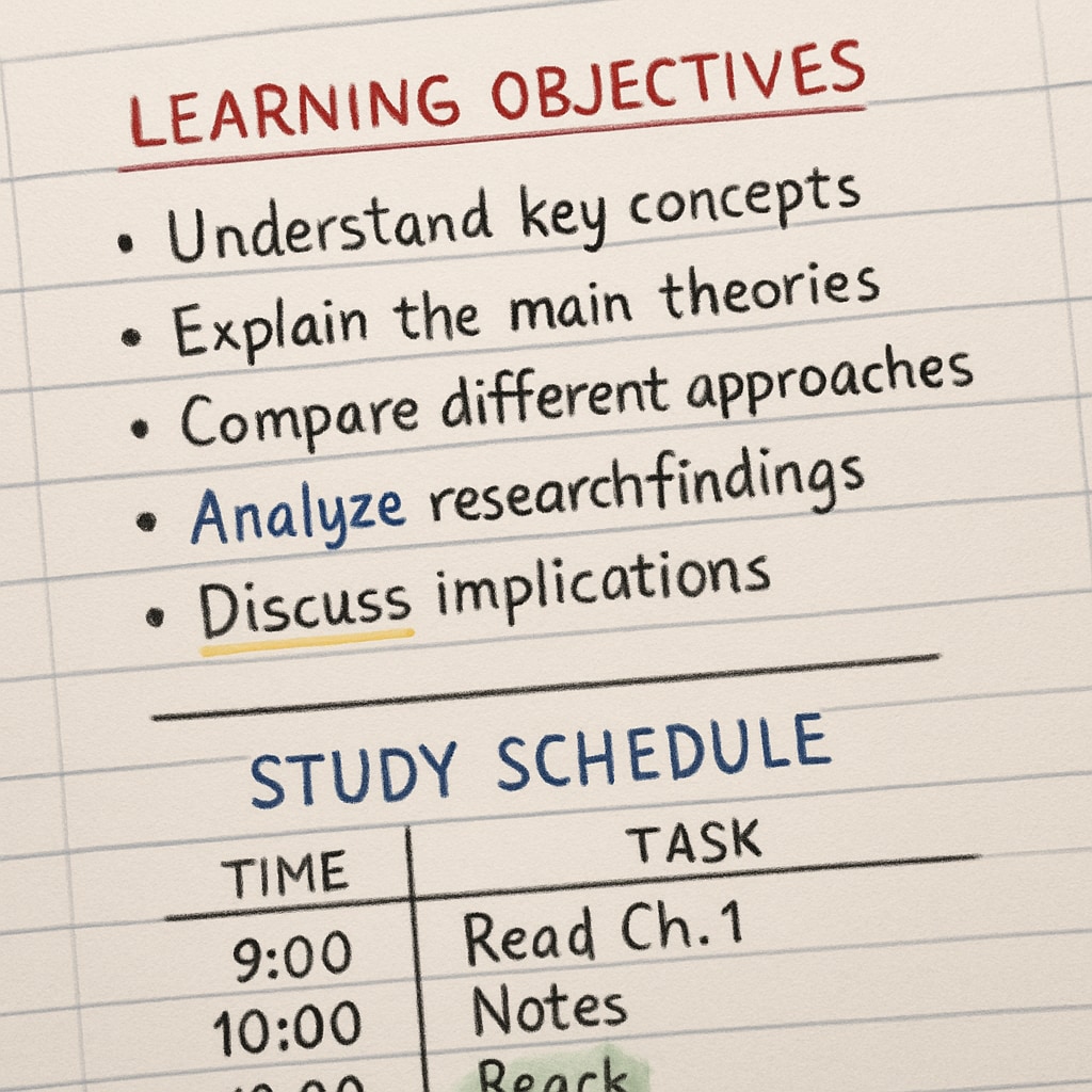 Organized study plan for overcoming knowledge gaps