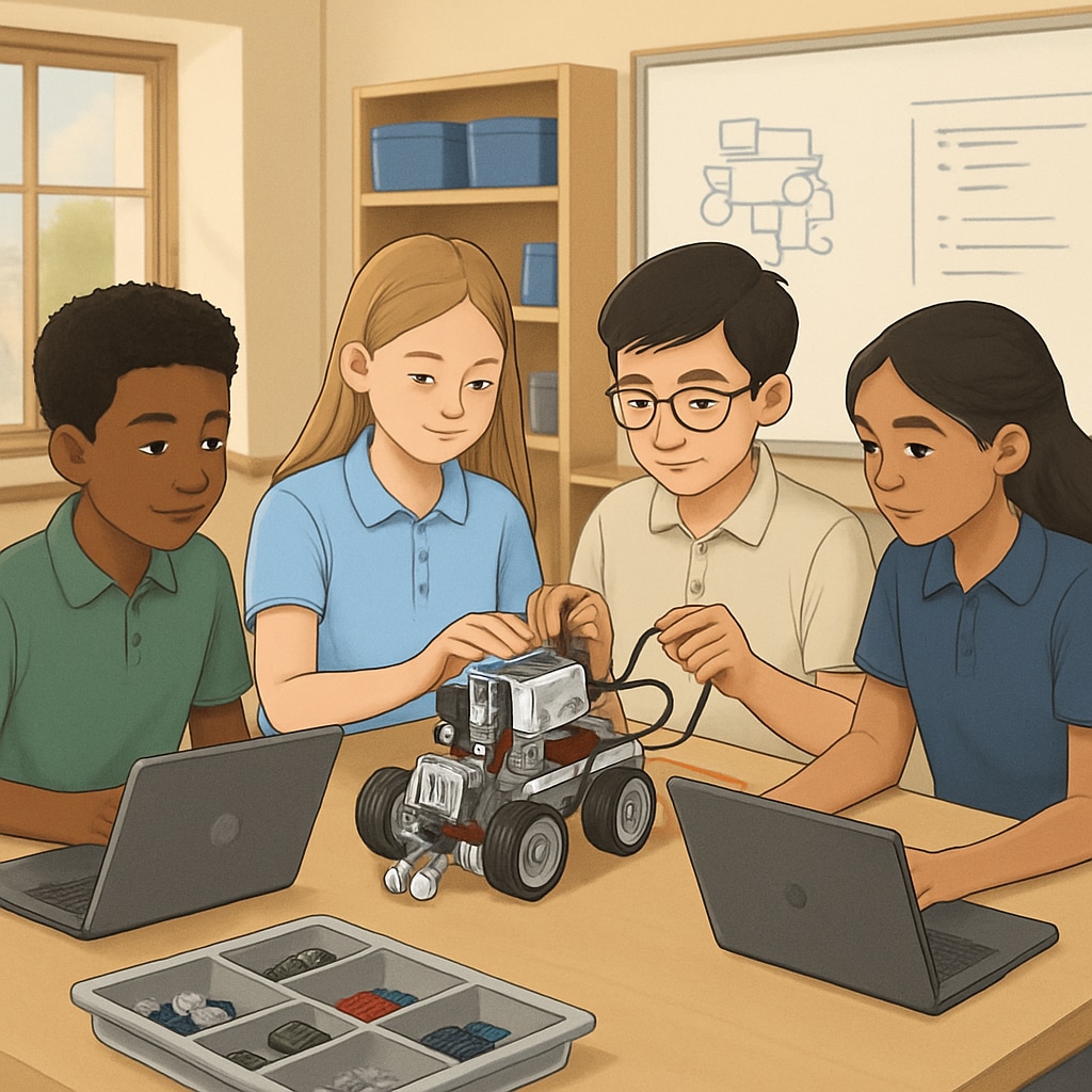 Private school students engaged in STEM activity