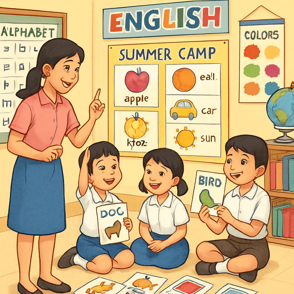 Thai students engaged in English summer camp activities