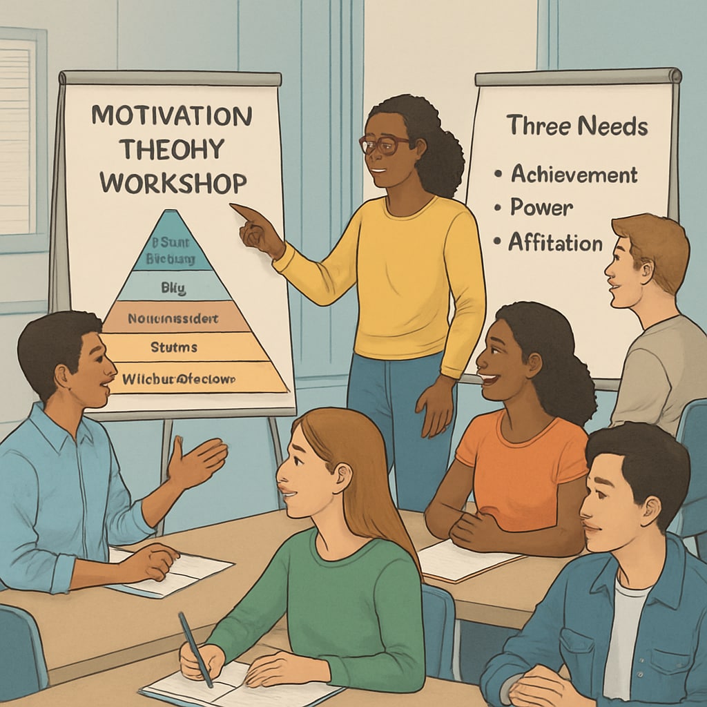 Motivation theory classroom discussion with engaged students
