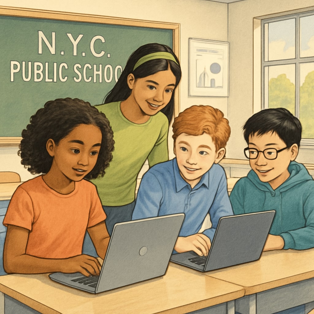 NYC public school students engaged in digital learning