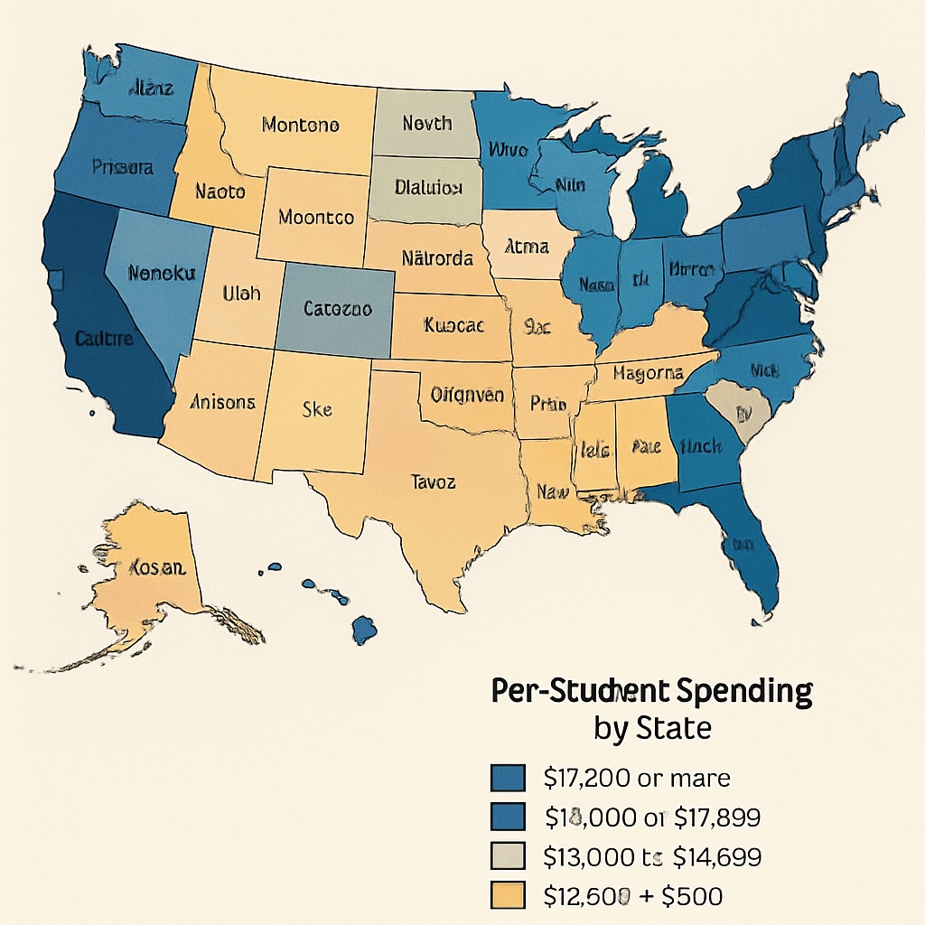 U.S. education funding distribution map by state