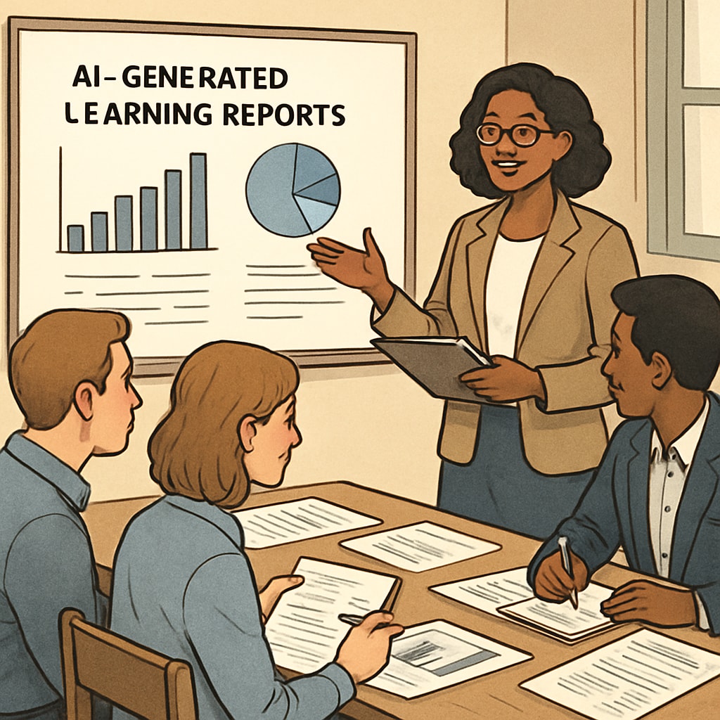Educator reviewing deep work tracking data from AI system