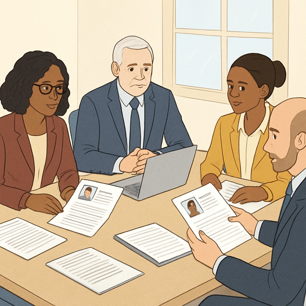 Private school recruitment team evaluating potential hires