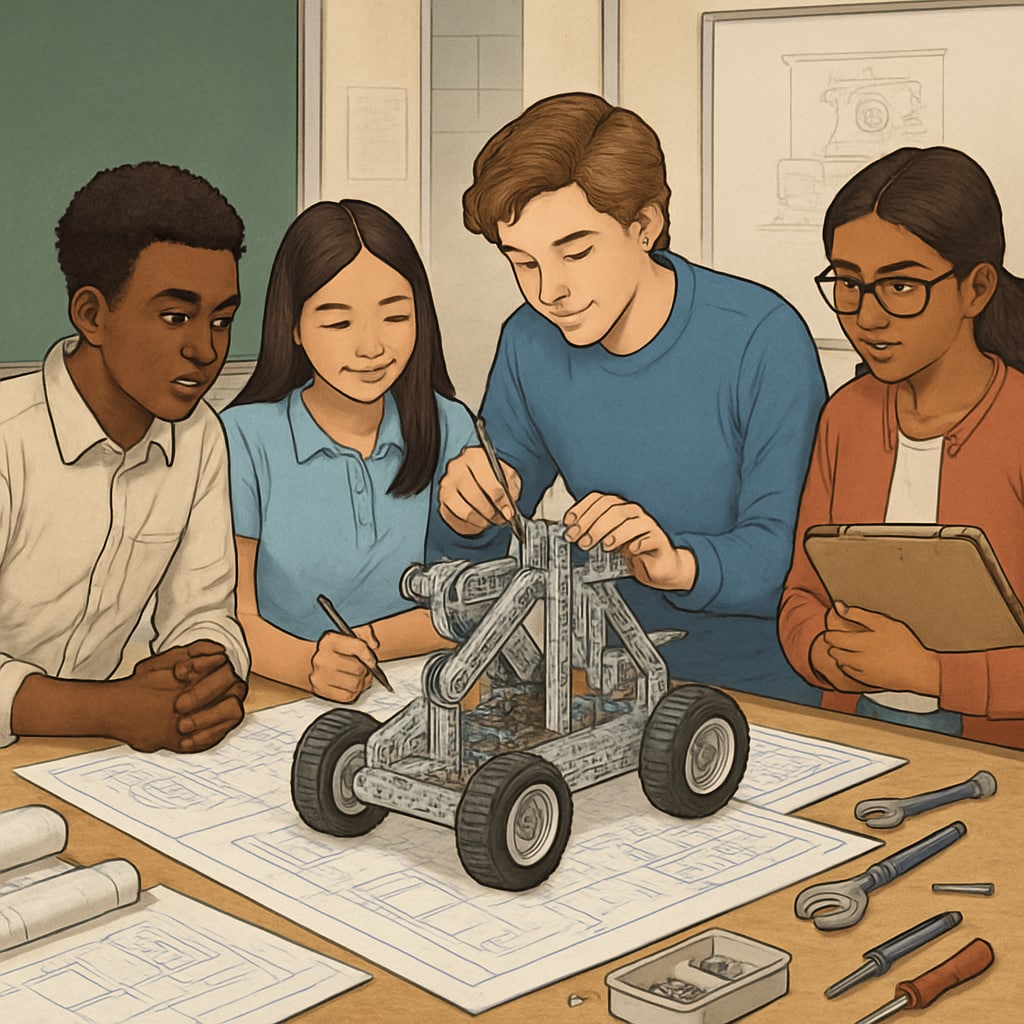 K12 students preparing for mechanical engineering study abroad through hands-on project